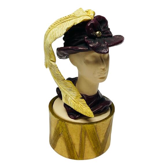 1999 Just the Right Style Feather Flair Hat Trinket Box 27401 by Raine MIB - Picture 8 of 10